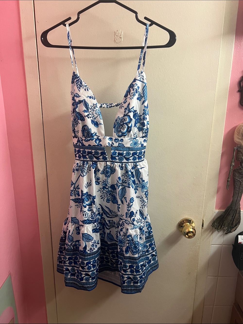 SHEIN White & Blue Floral Mini Dress